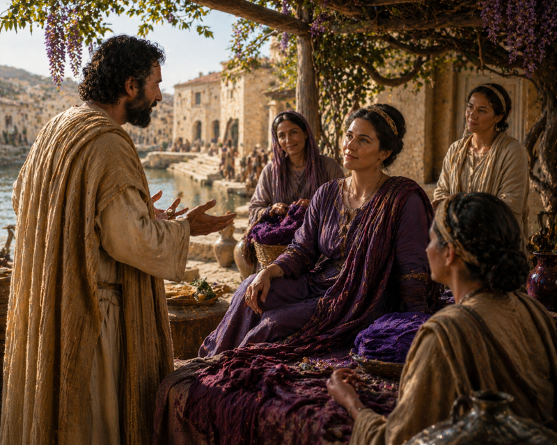 Lydia by the river — her heart opened and her household baptized